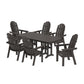 POLYWOOD Vineyard Curveback Adirondack Chair 7-Piece Dining Set — Vintage Coffee