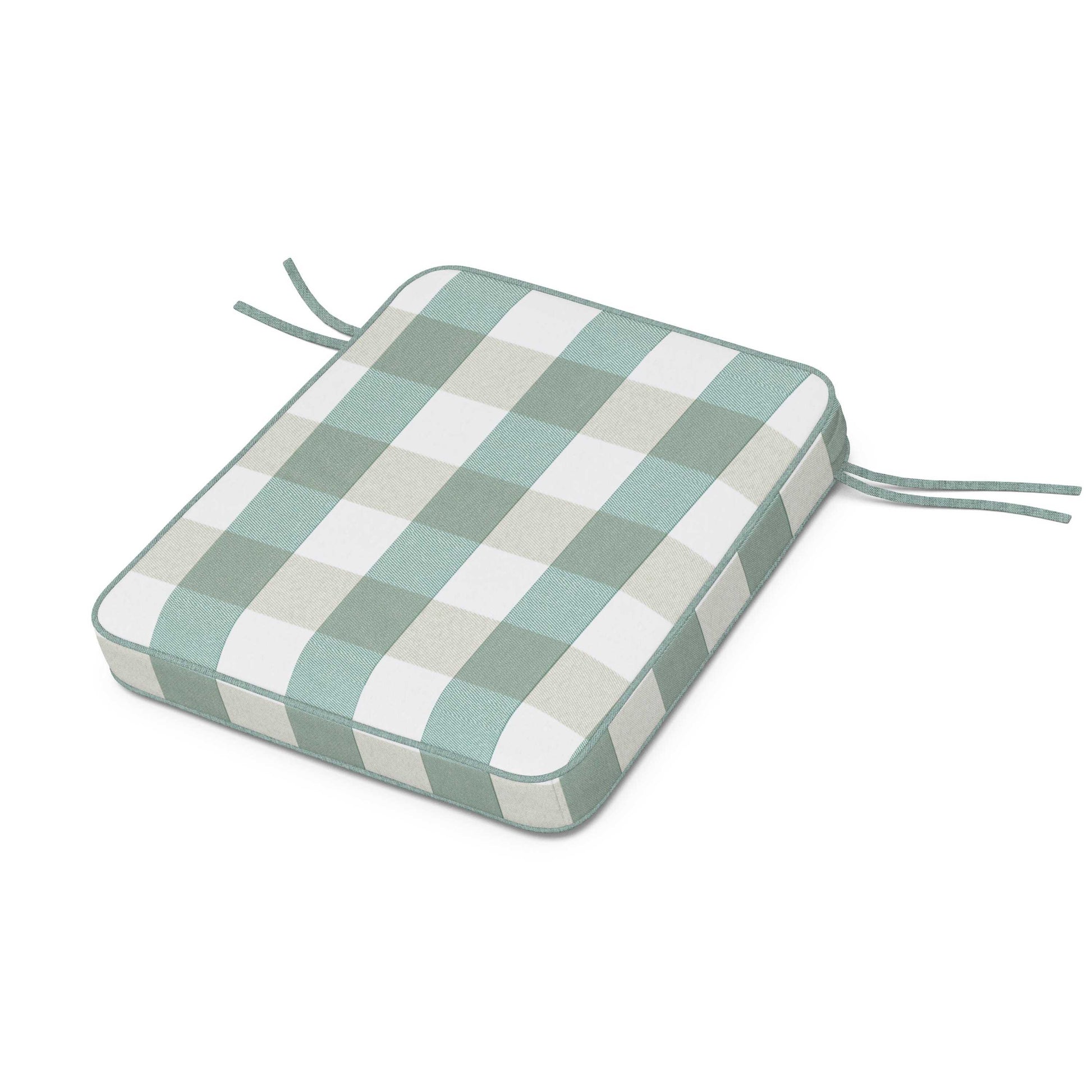 POLYWOOD Chinoiserie Rocker Seat Cushion — Buffalo Plaid Glacier Spa