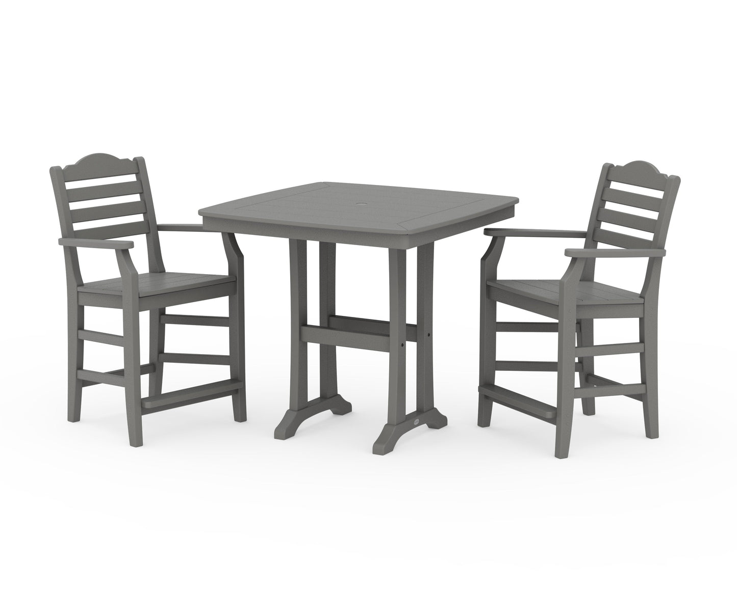 POLYWOOD Savannah 3-Piece Counter Set with Trestle Legs — Slate Grey