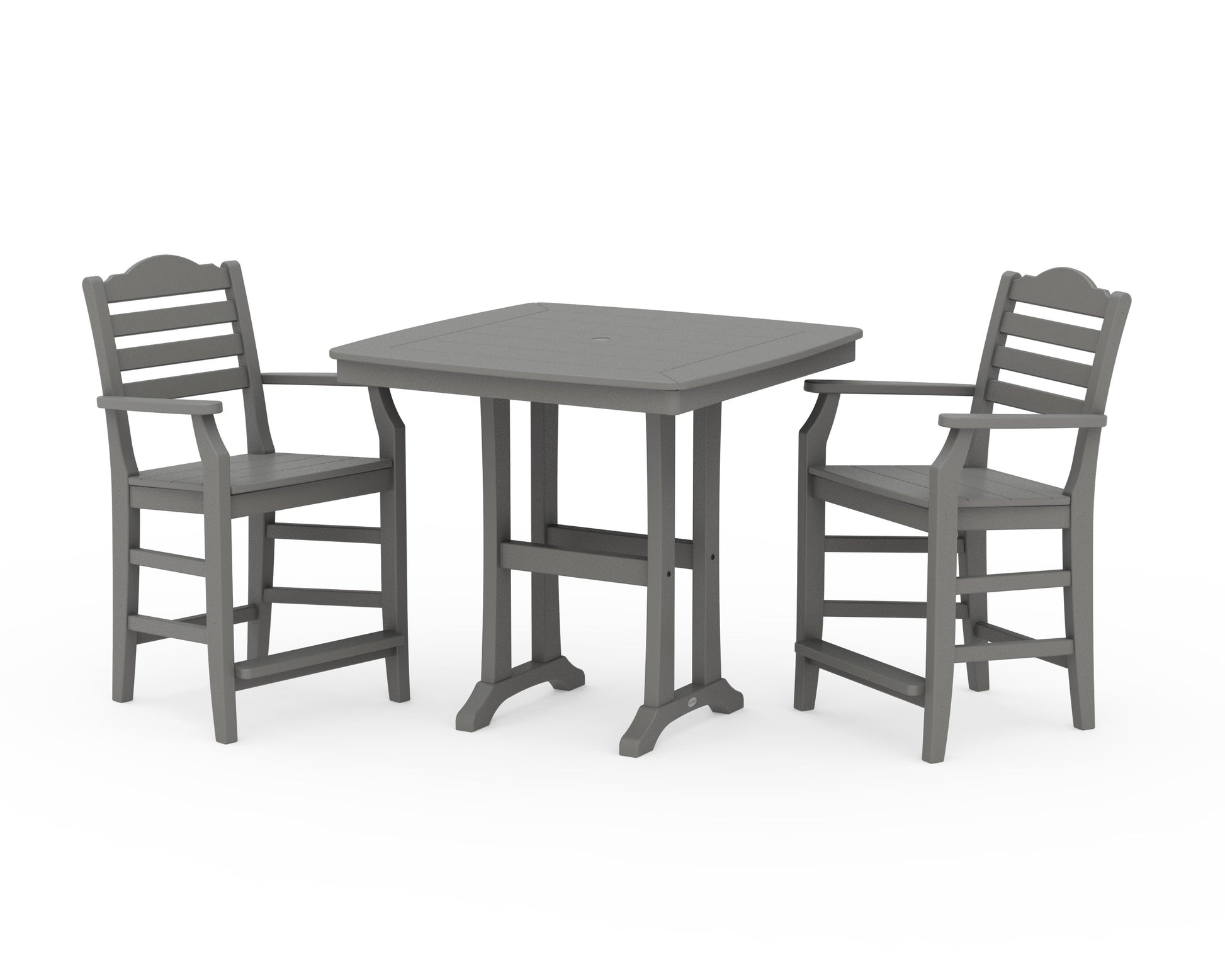 POLYWOOD Savannah 3-Piece Counter Set with Trestle Legs — Slate Grey