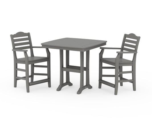 POLYWOOD Savannah 3-Piece Counter Set with Trestle Legs — Slate Grey