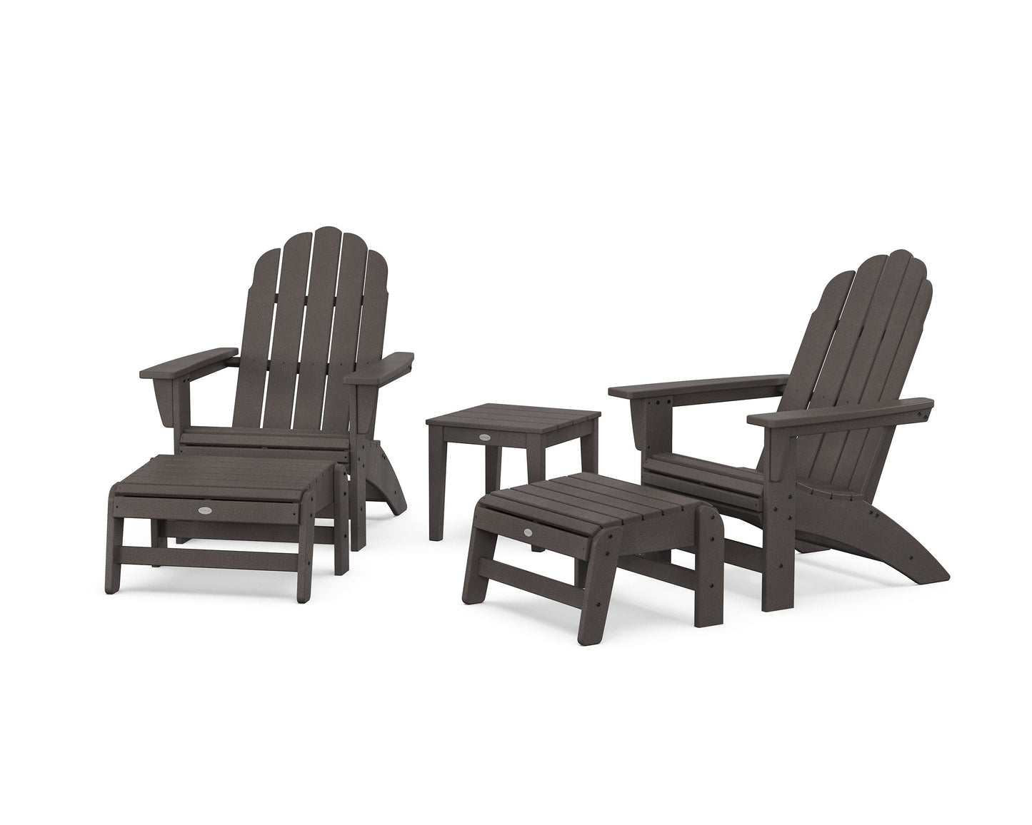 POLYWOOD 5-Piece Vineyard Grand Adirondack Set — Vintage Coffee