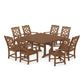 POLYWOOD Chinoiserie 9-Piece Square Farmhouse Dining Set with Trestle Legs — Teak
