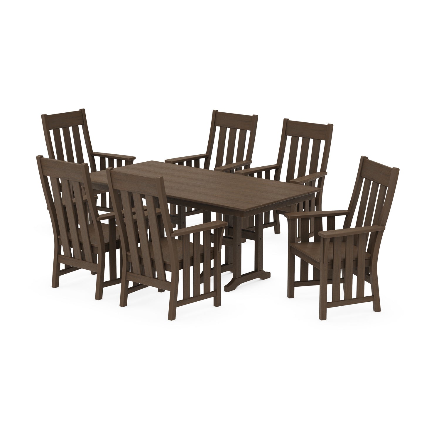 POLYWOOD Acadia Arm Chair 7-Piece Farmhouse Dining Set — Kona