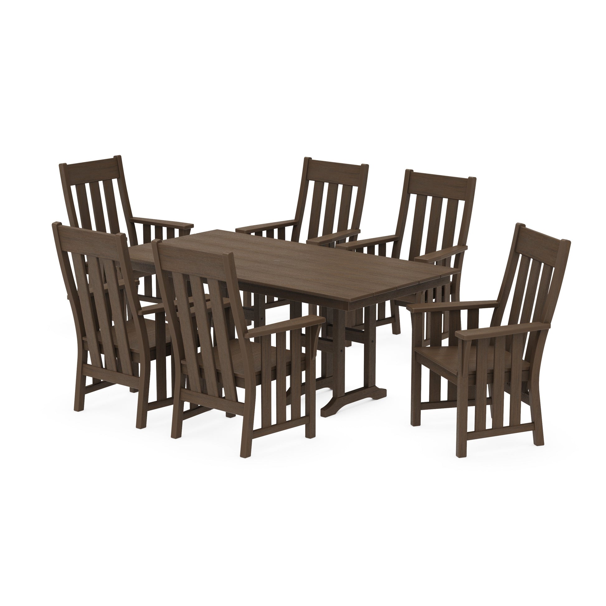 POLYWOOD Acadia Arm Chair 7-Piece Farmhouse Dining Set — Kona