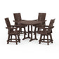 POLYWOOD 5-Piece Modern Swivel Counter Set — Mahogany