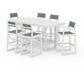 POLYWOOD EDGE Sling 7-Piece Bar Table Set — Vintage White / Dupioni Sea Mist Sling
