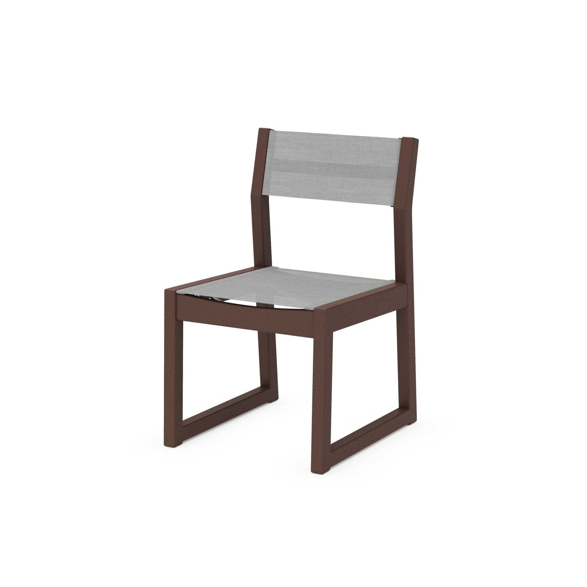 POLYWOOD EDGE Sling Dining Side Chair — Mahogany / Metallic Sling