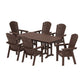 POLYWOOD Nautical Curveback Adirondack 7-Piece Dining Set — Mahogany