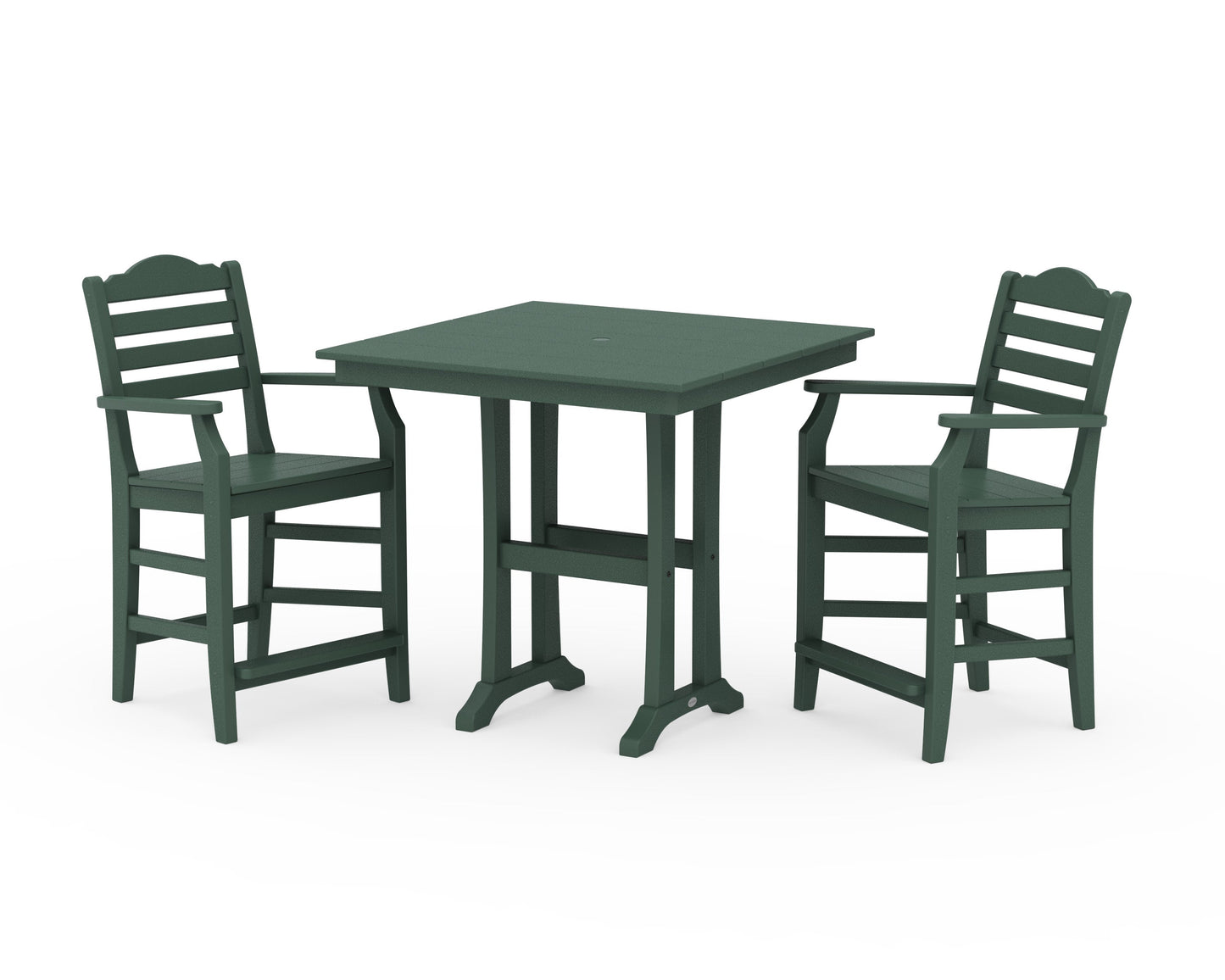 POLYWOOD Savannah 3-Piece Farmhouse Counter Set with Trestle Legs — Green