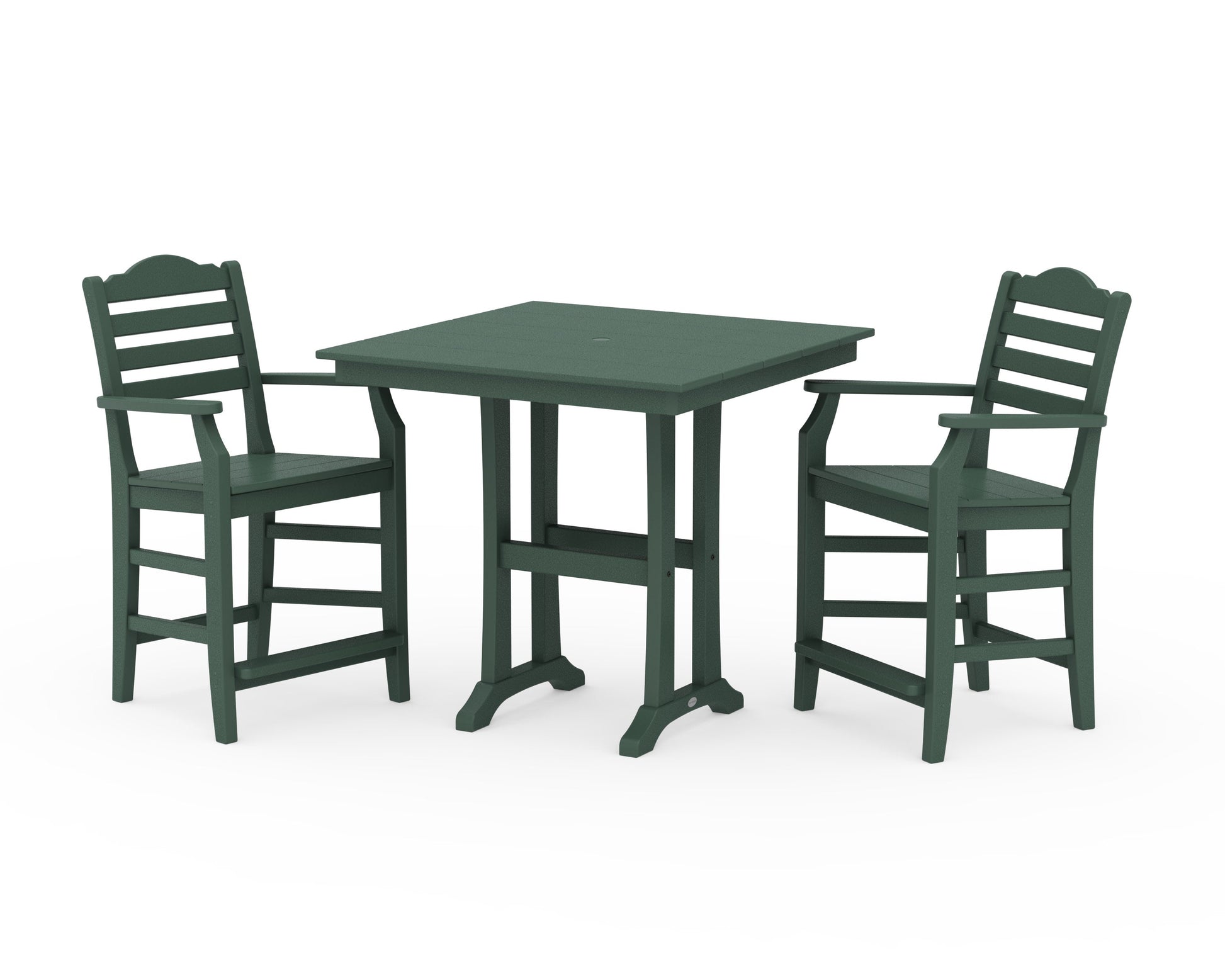POLYWOOD Savannah 3-Piece Farmhouse Counter Set with Trestle Legs — Green