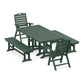 POLYWOOD Nautical Highback 5-Piece Farmhouse Dining Set with Benches — Green