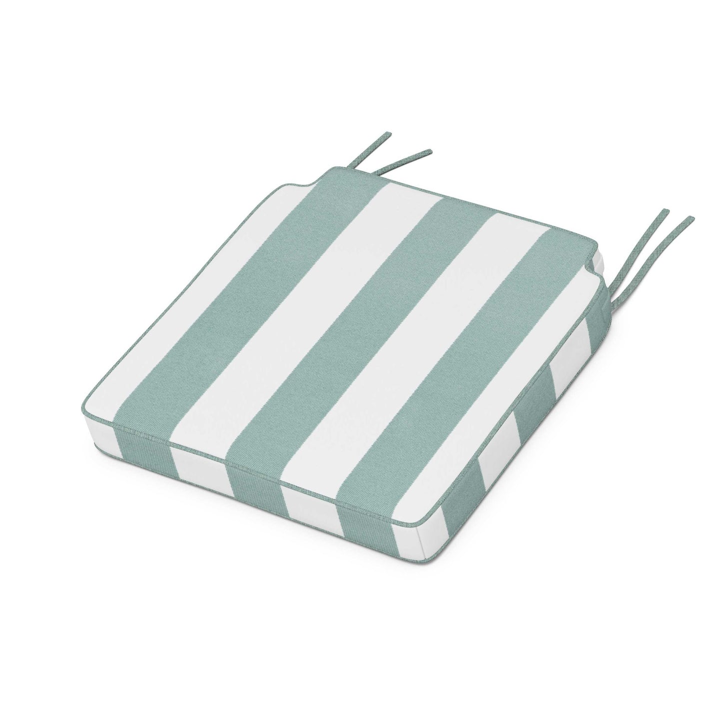 POLYWOOD Acadia Dining Side Seat Cushion — Cabana Stripe Glacier Spa