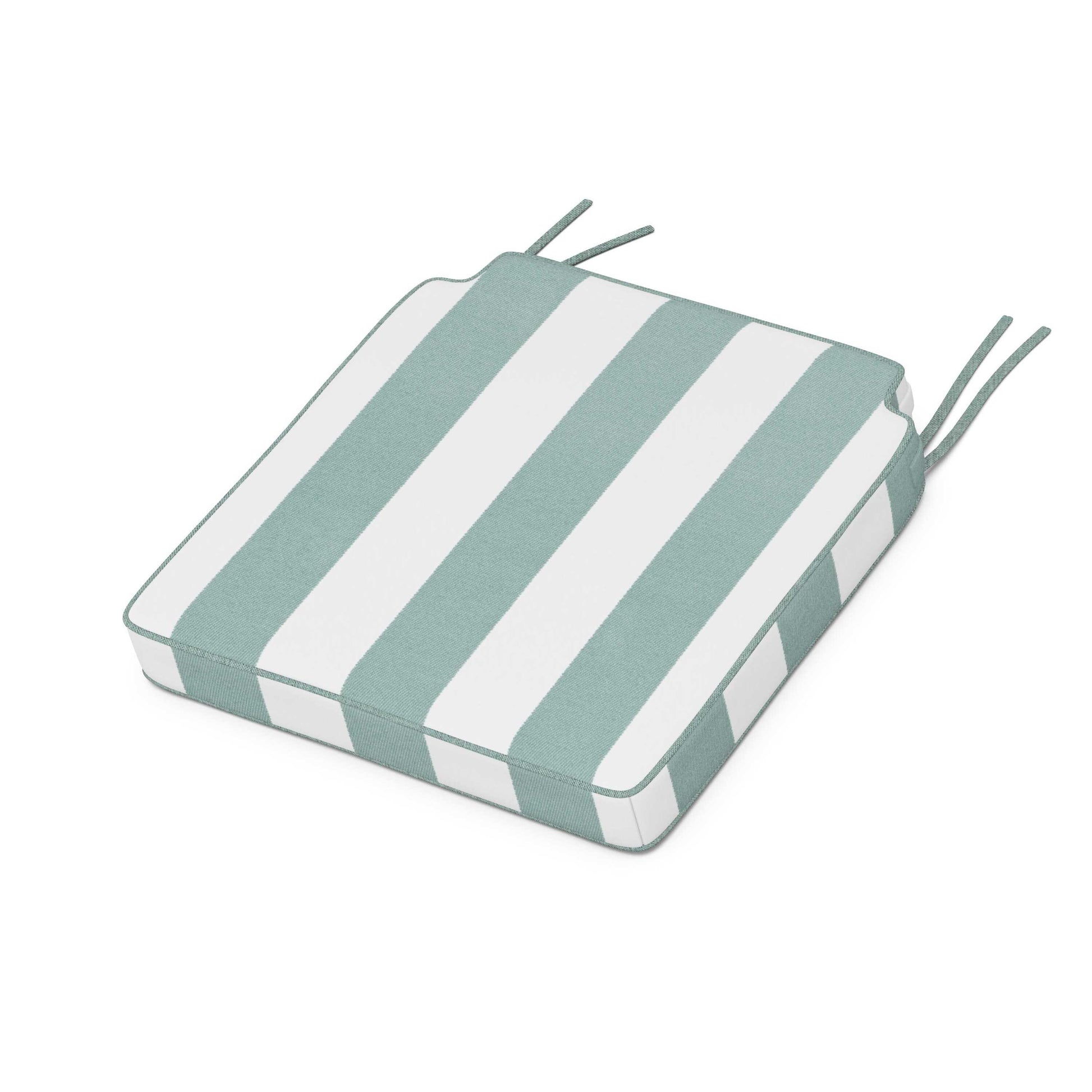 POLYWOOD Acadia Dining Side Seat Cushion — Cabana Stripe Glacier Spa