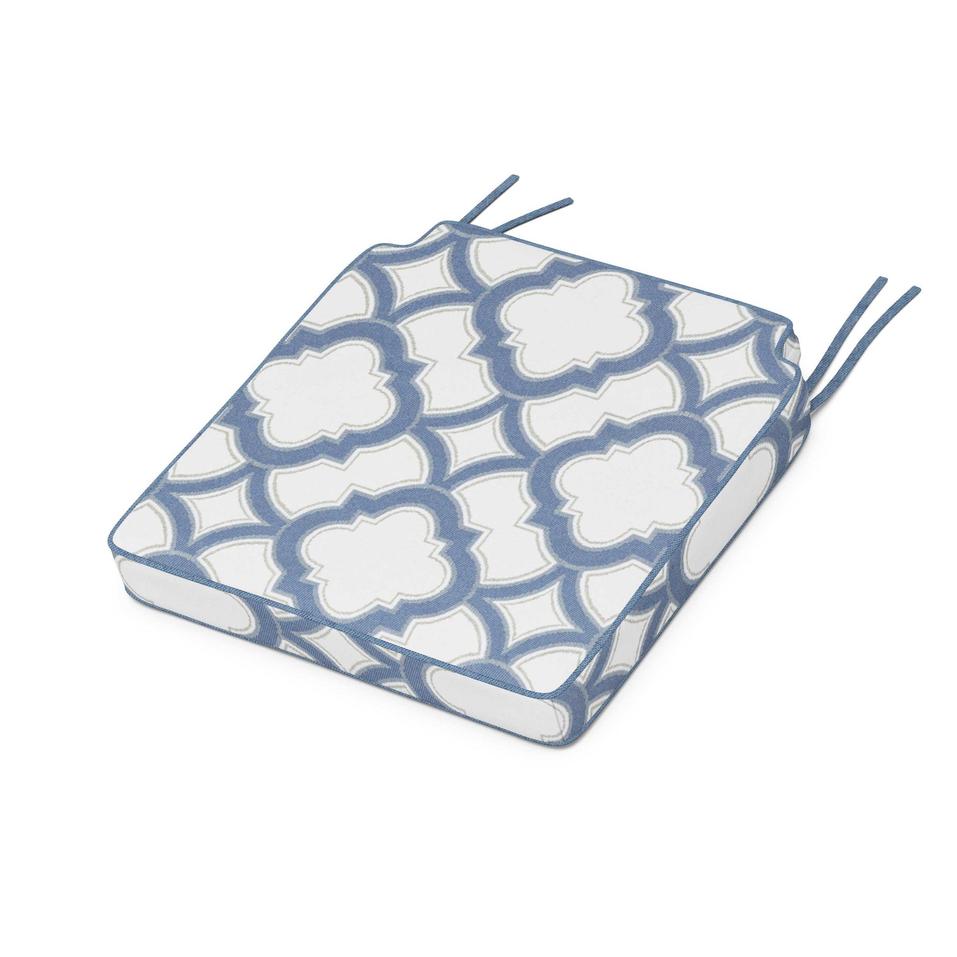 POLYWOOD Acadia Dining Side Seat Cushion — Trellis Sky Blue