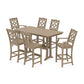 POLYWOOD Chinoiserie 7-Piece Farmhouse Bar Set with Trestle Legs — Vintage Sahara