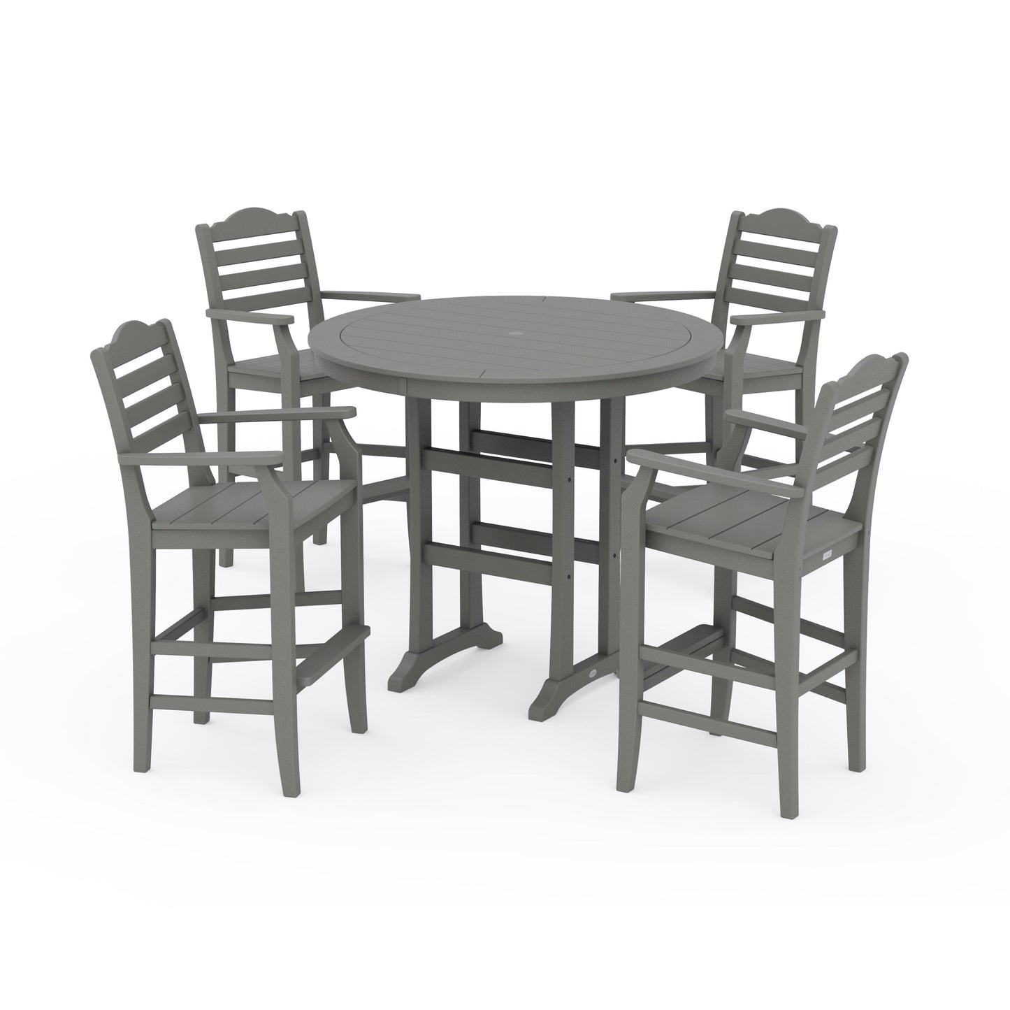 POLYWOOD Savannah 5-Piece Round Bar Set — Slate Grey