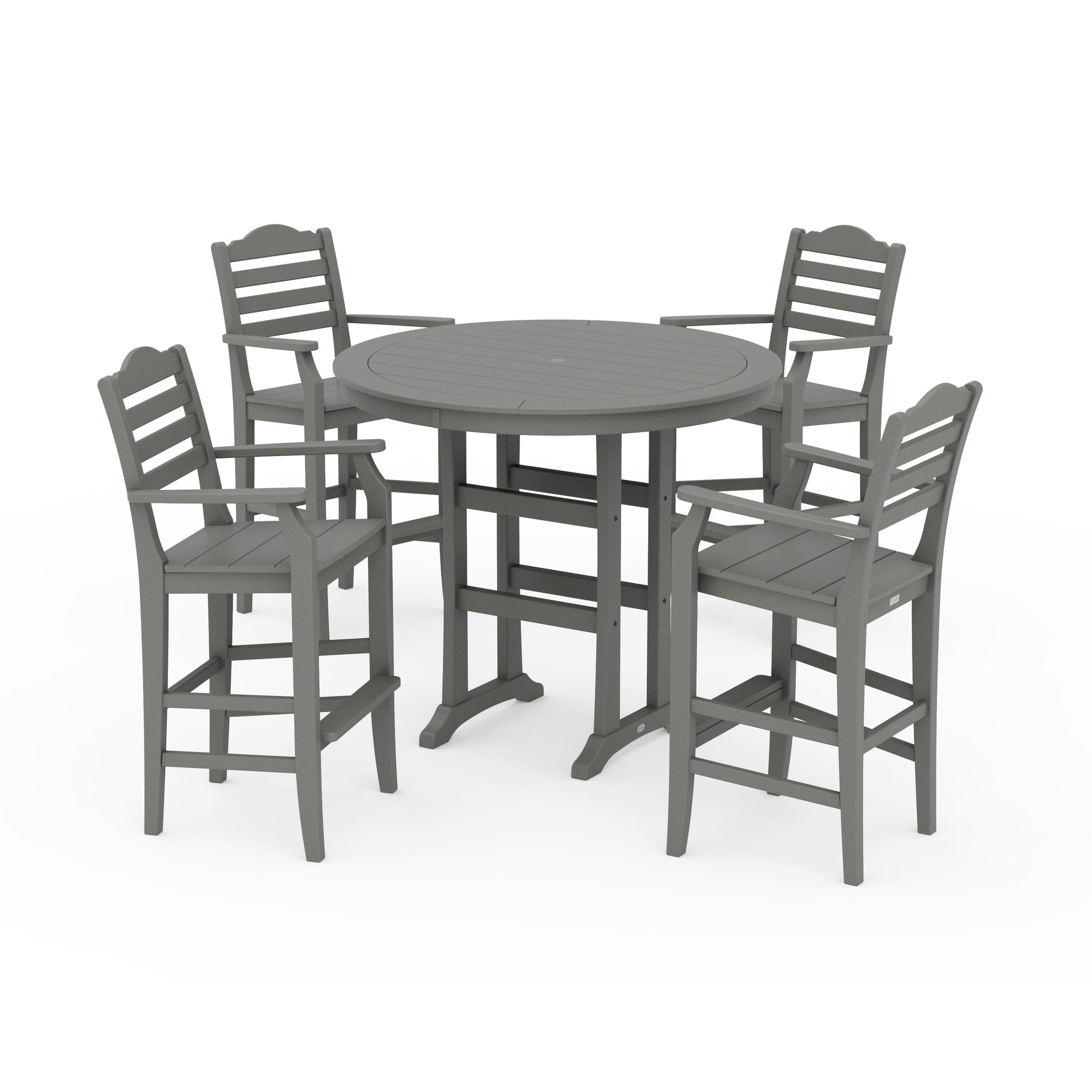 POLYWOOD Savannah 5-Piece Round Bar Set — Slate Grey