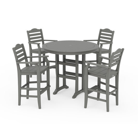 POLYWOOD Savannah 5-Piece Round Bar Set — Slate Grey