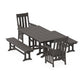 POLYWOOD Acadia 5-Piece Farmhouse Dining Set with Benches — Vintage Coffee