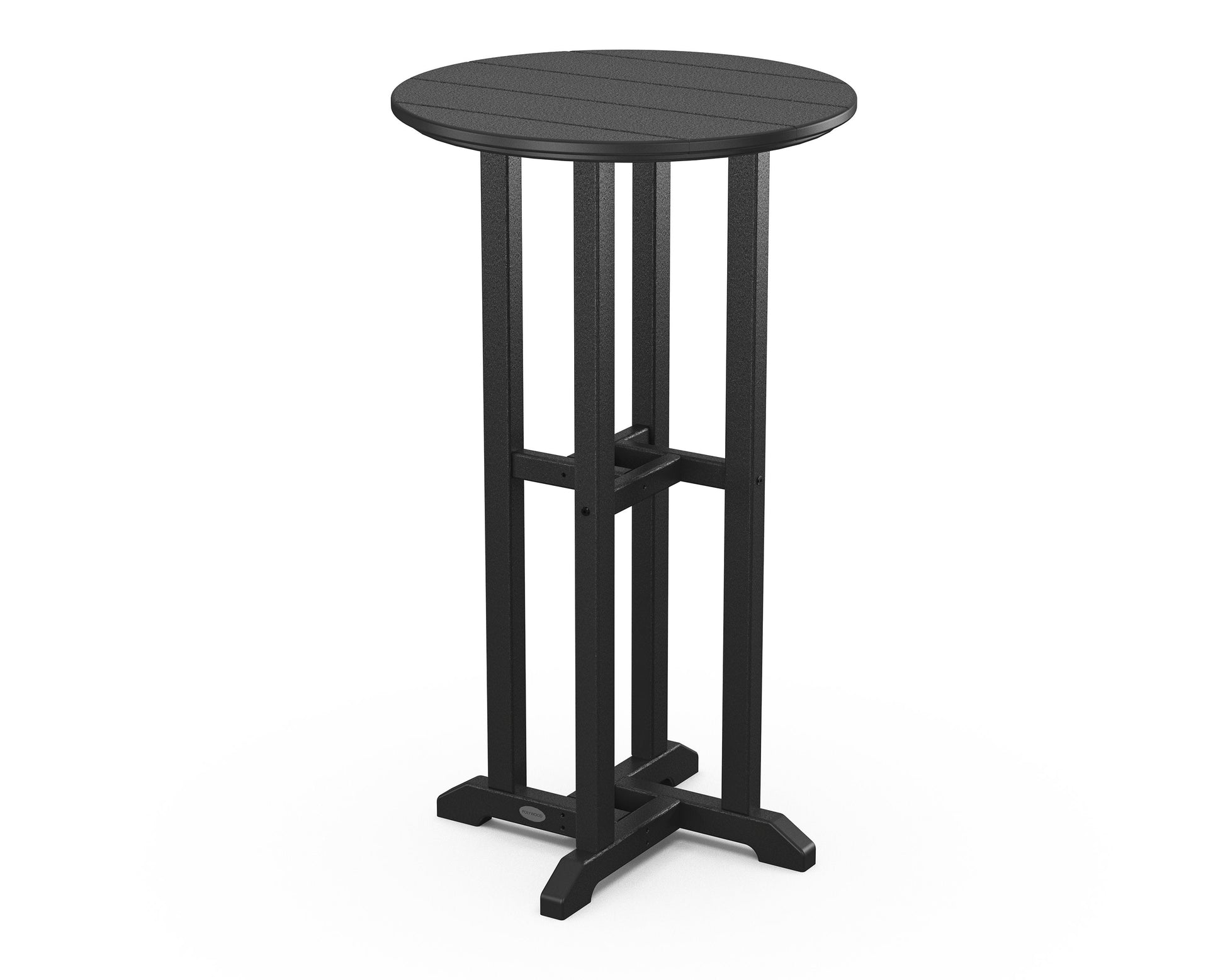 POLYWOOD 24" Round Farmhouse Bar Bistro Table — Black