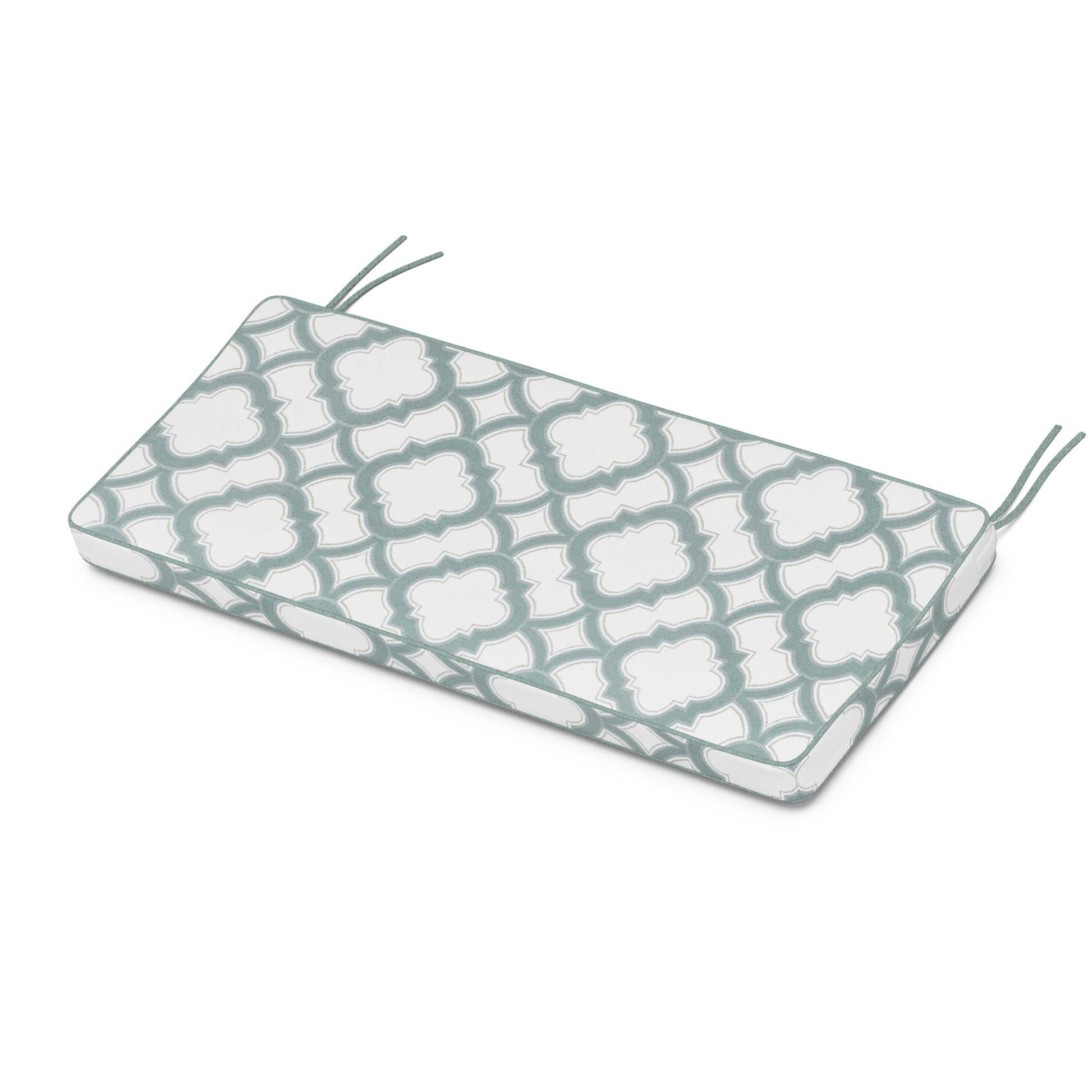 POLYWOOD Chinoiserie Bench Seat Cushion — Trellis Glacier Spa