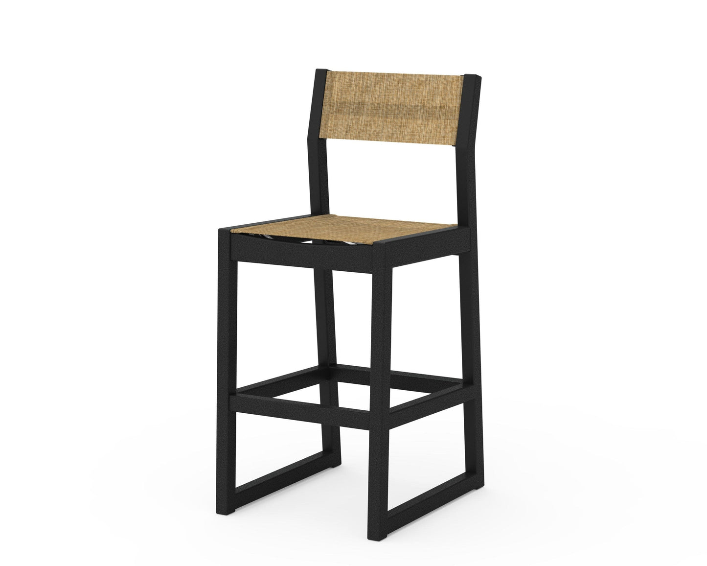 POLYWOOD EDGE Sling Bar Side Chair — Black / Burlap Sling