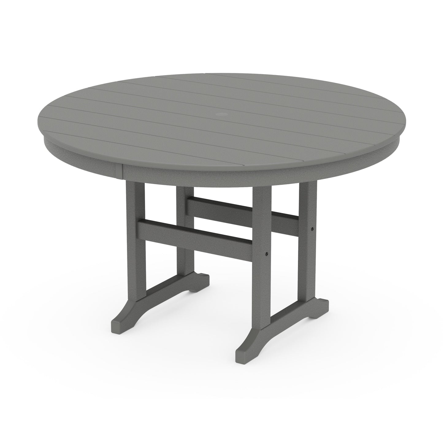 POLYWOOD 48" Round Farmhouse Dining Table — Slate Grey