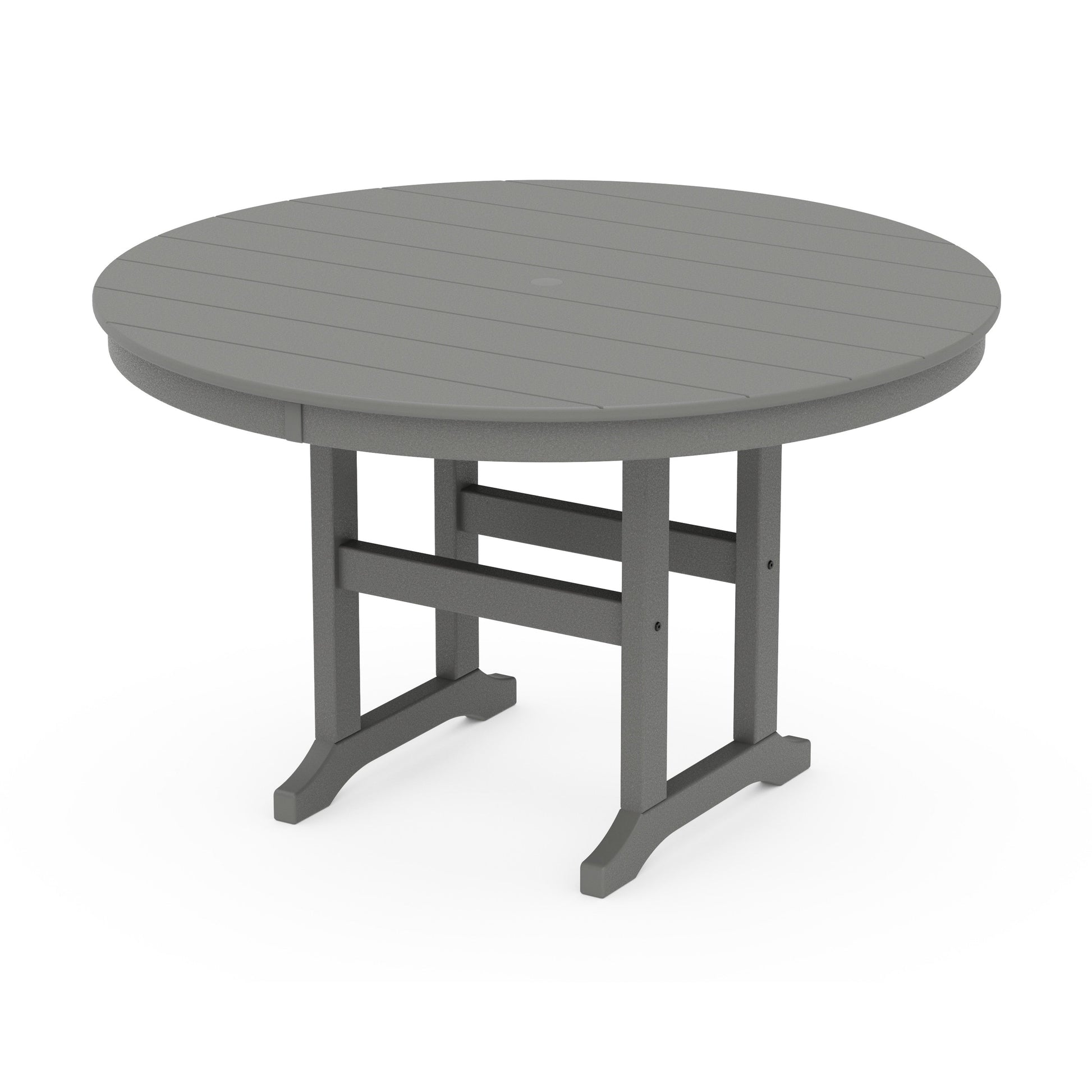 POLYWOOD 48" Round Farmhouse Dining Table — Slate Grey