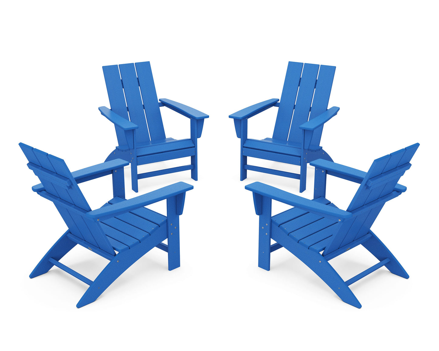 POLYWOOD 4-Piece Modern Adirondack Chair Conversation Set — Pacific Blue
