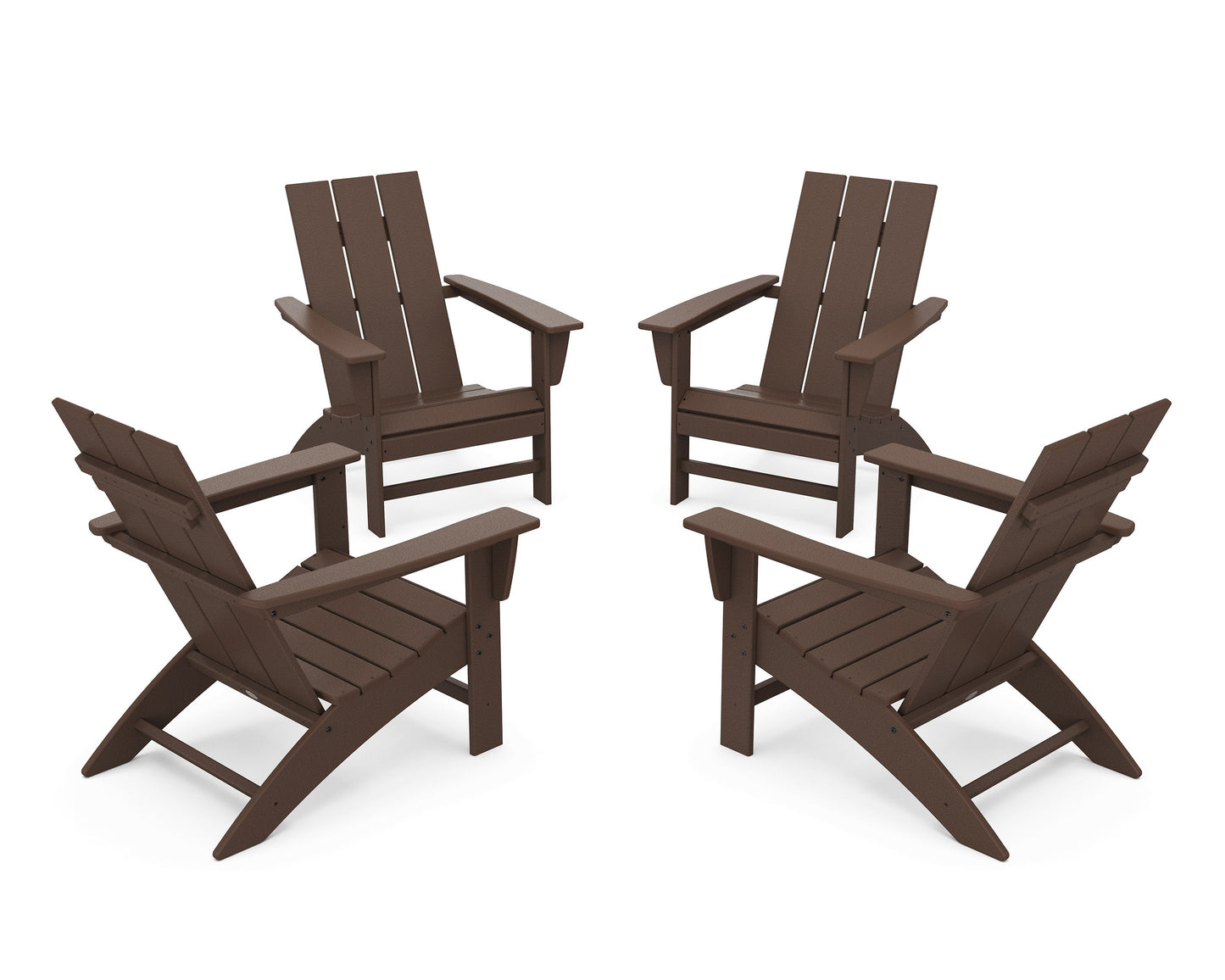 POLYWOOD 4-Piece Modern Adirondack Chair Conversation Set — Mahogany