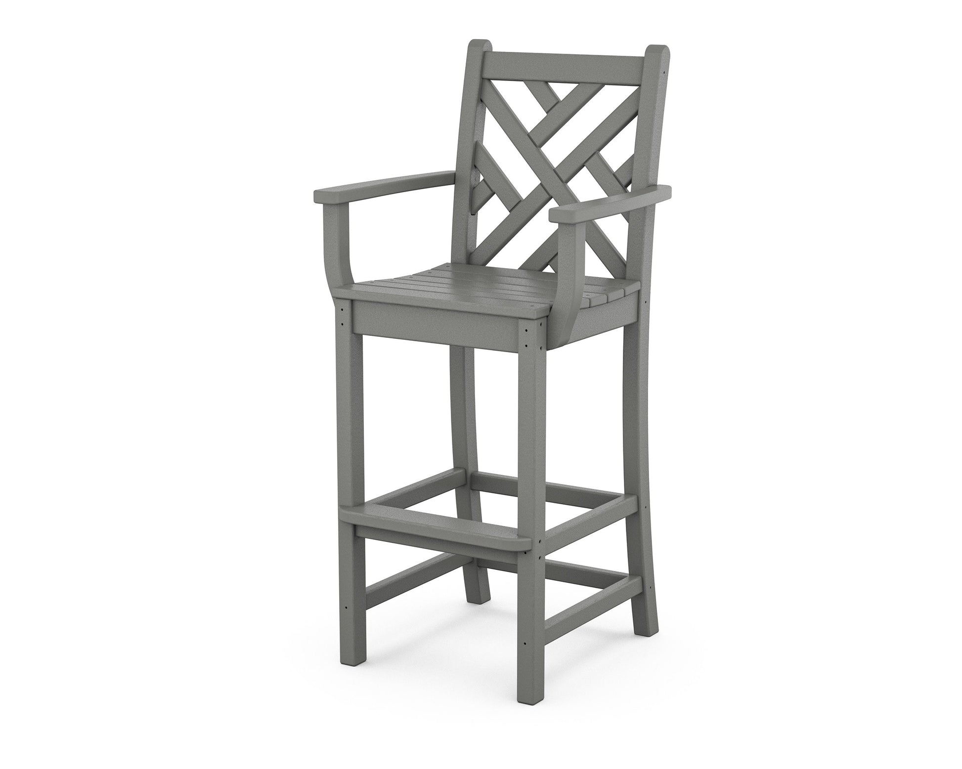 POLYWOOD Chippendale Bar Arm Chair — Slate Grey