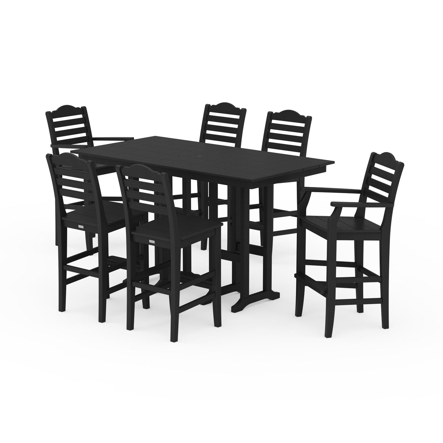 POLYWOOD Savannah 7-Piece Farmhouse Bar Set — Black