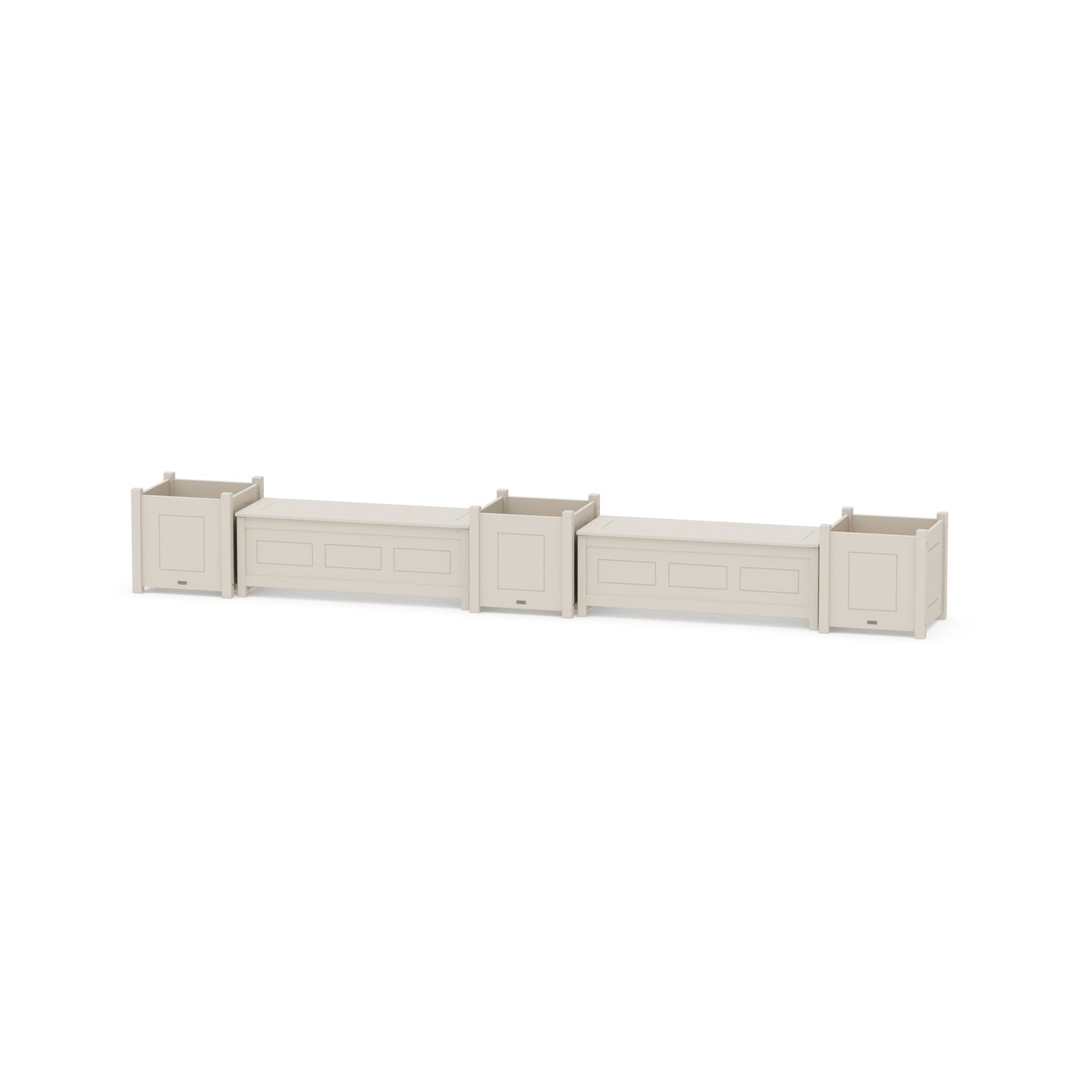 POLYWOOD 48" Country Living Straight Double Planter Storage Bench Set- Large — Sand