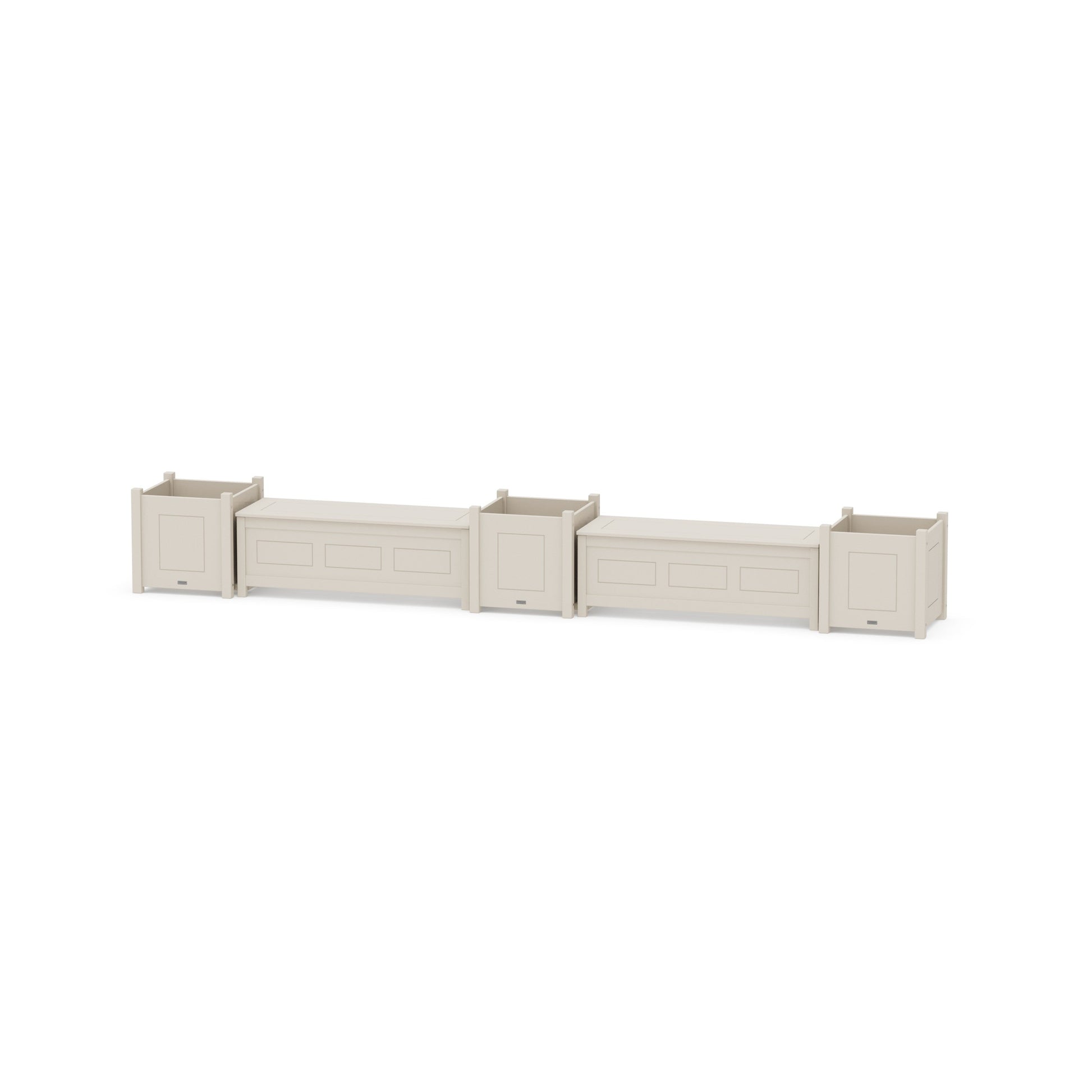 POLYWOOD 48" Country Living Straight Double Planter Storage Bench Set- Large — Sand
