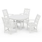 POLYWOOD Chinoiserie 5-Piece Round Dining Set with Trestle Legs — White