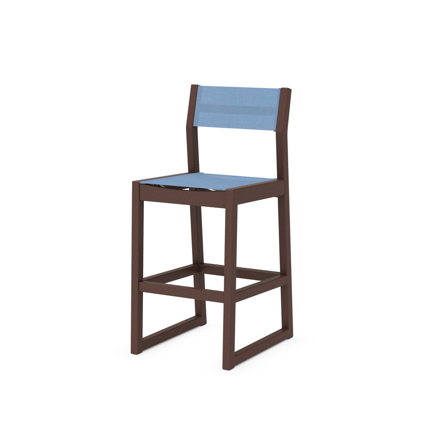 POLYWOOD EDGE Sling Bar Side Chair — Mahogany / Poolside Sling