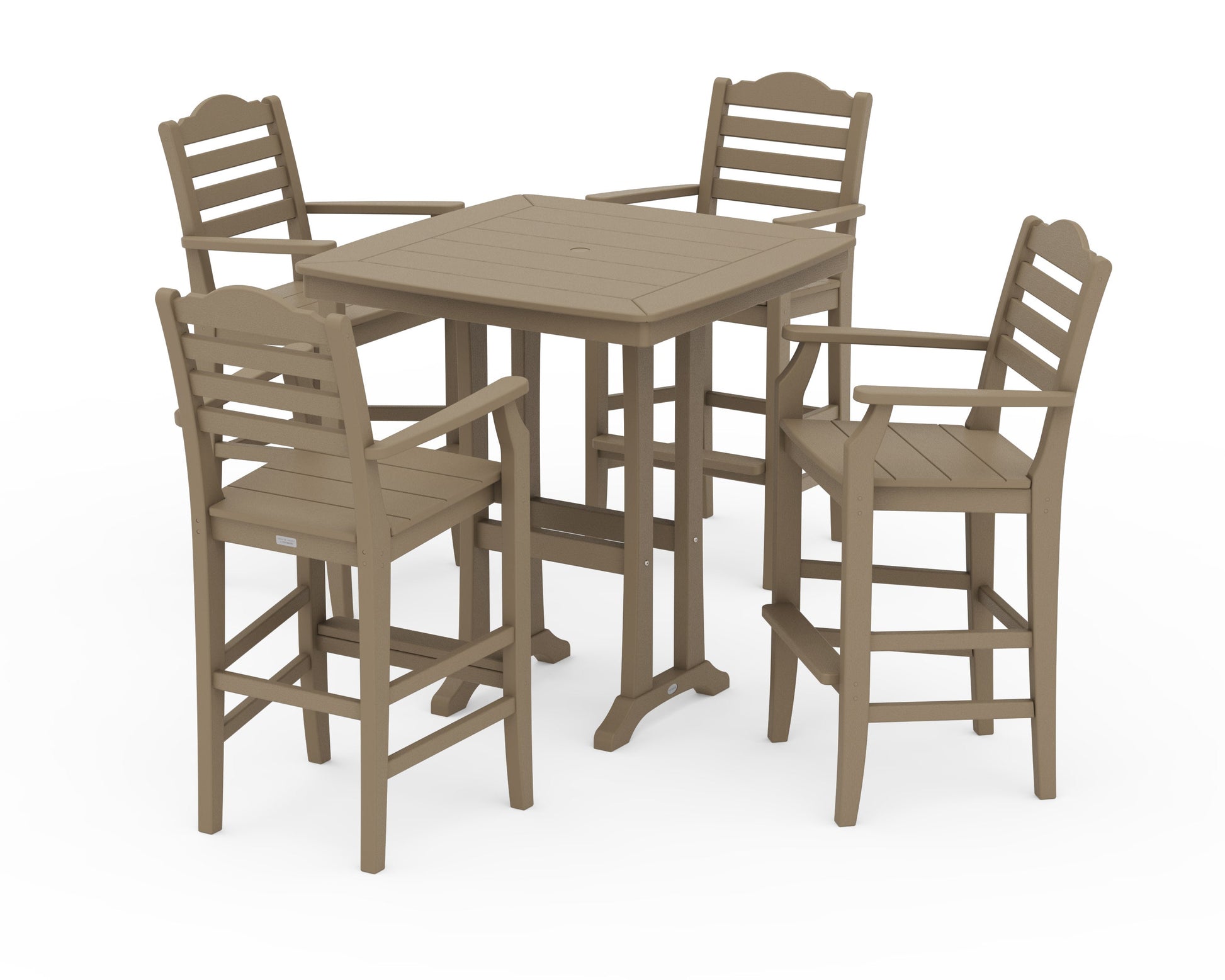 POLYWOOD Savannah 5-Piece Bar Set with Trestle Legs — Vintage Sahara
