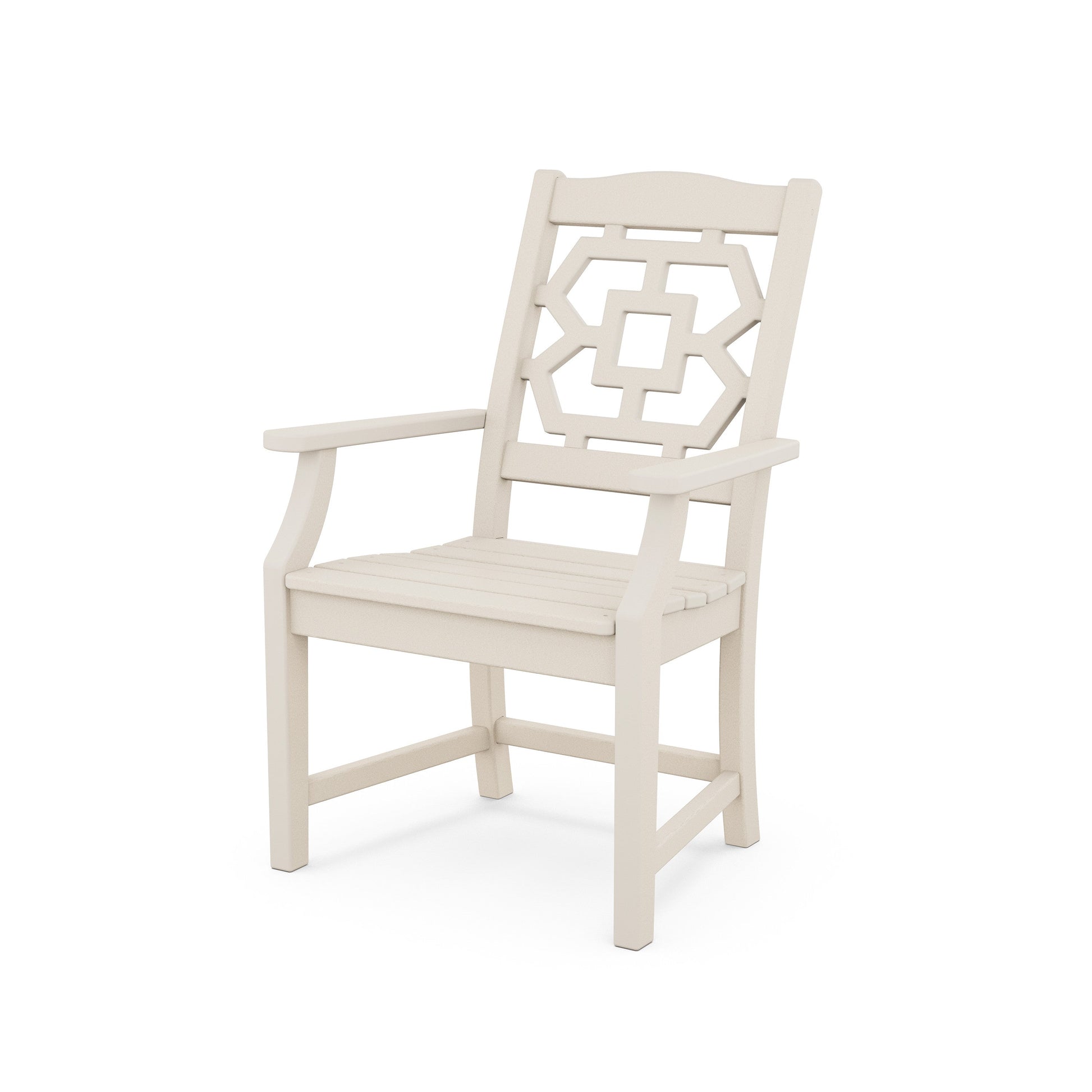 POLYWOOD Chinoiserie Dining Arm Chair — Sand