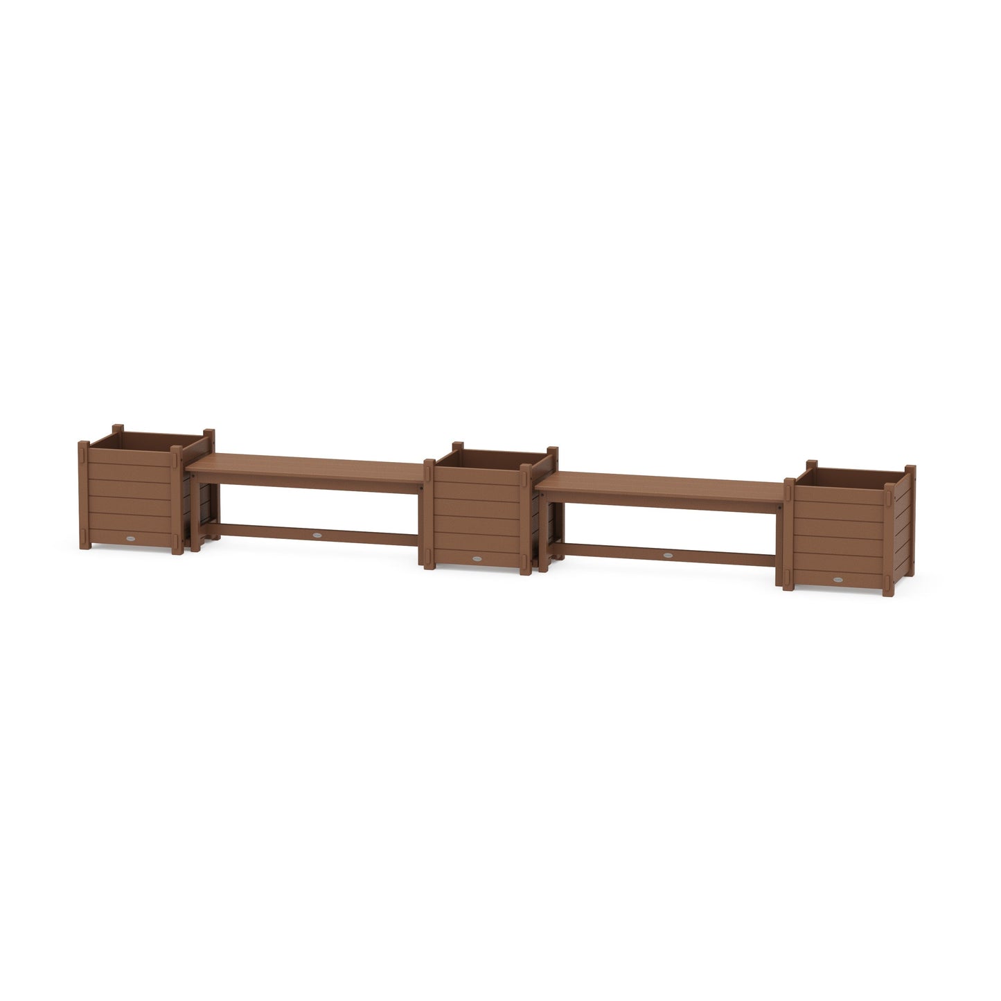 POLYWOOD 48" Nautical Straight Double Planter Bench Set - Large — Teak