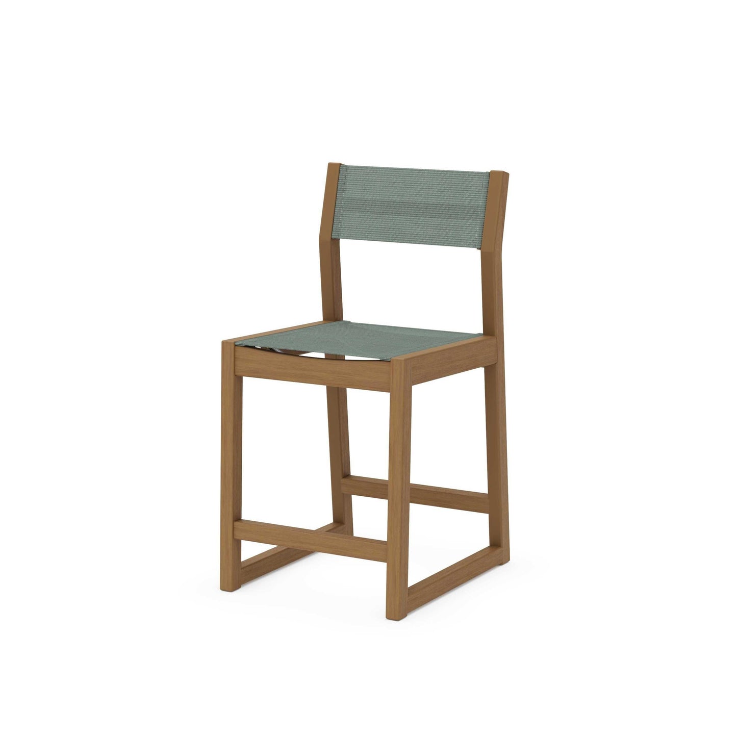 POLYWOOD EDGE Sling Counter Side Chair — Natural / Dupioni Sea Mist Sling