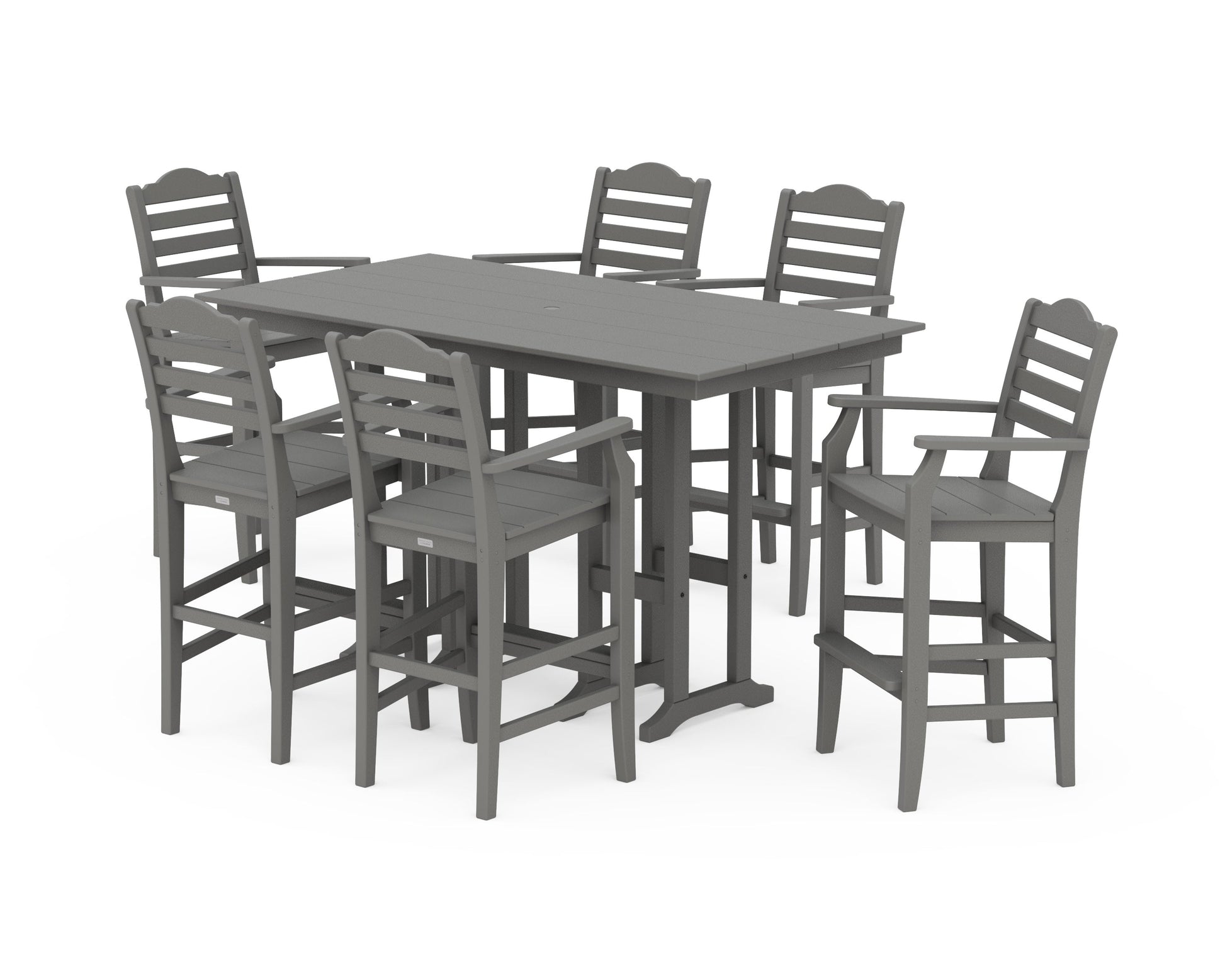 POLYWOOD Savannah Arm Chair 7-Piece Farmhouse Bar Set — Slate Grey