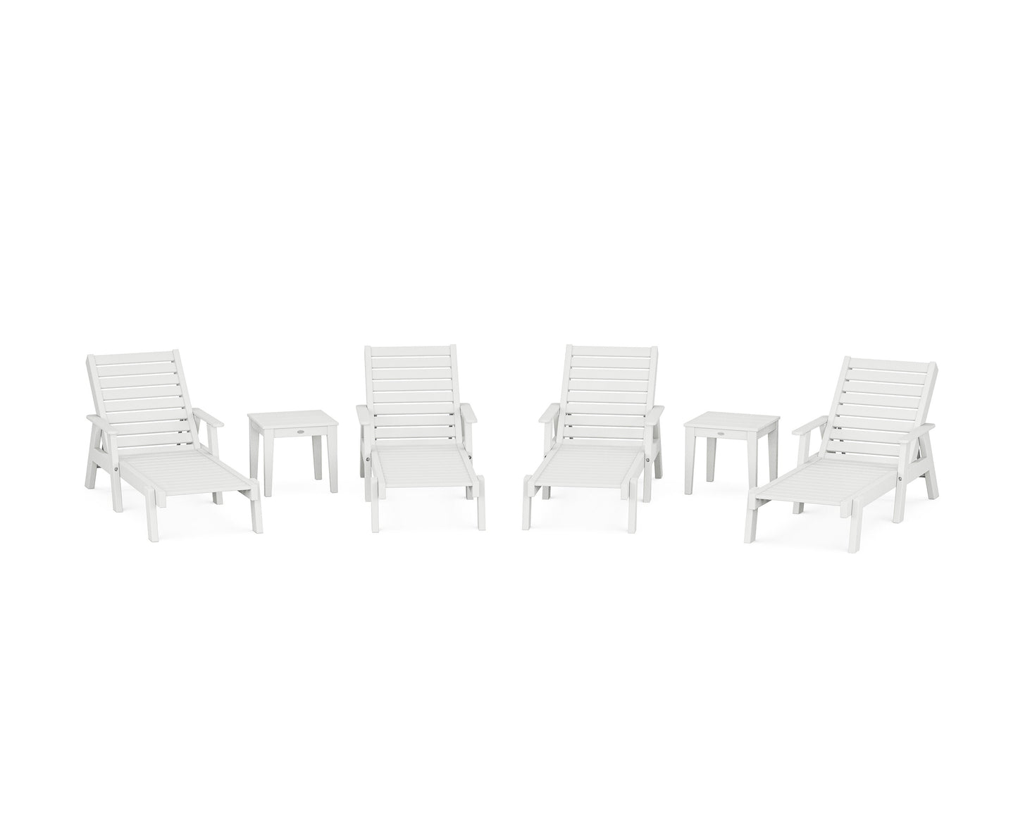POLYWOOD Captain Chaise 6-Piece Set with Arms — White