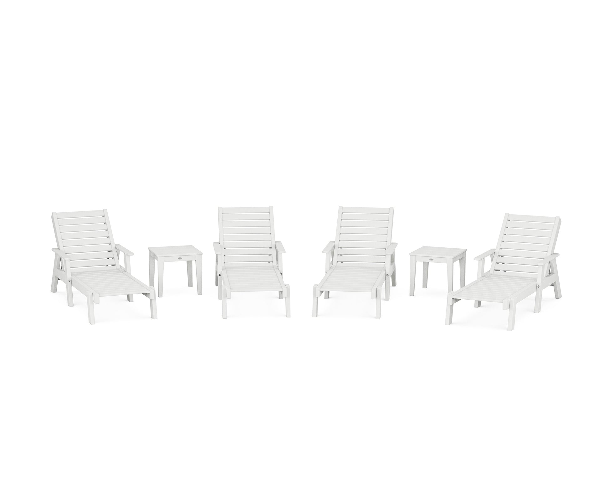 POLYWOOD Captain Chaise 6-Piece Set with Arms — White