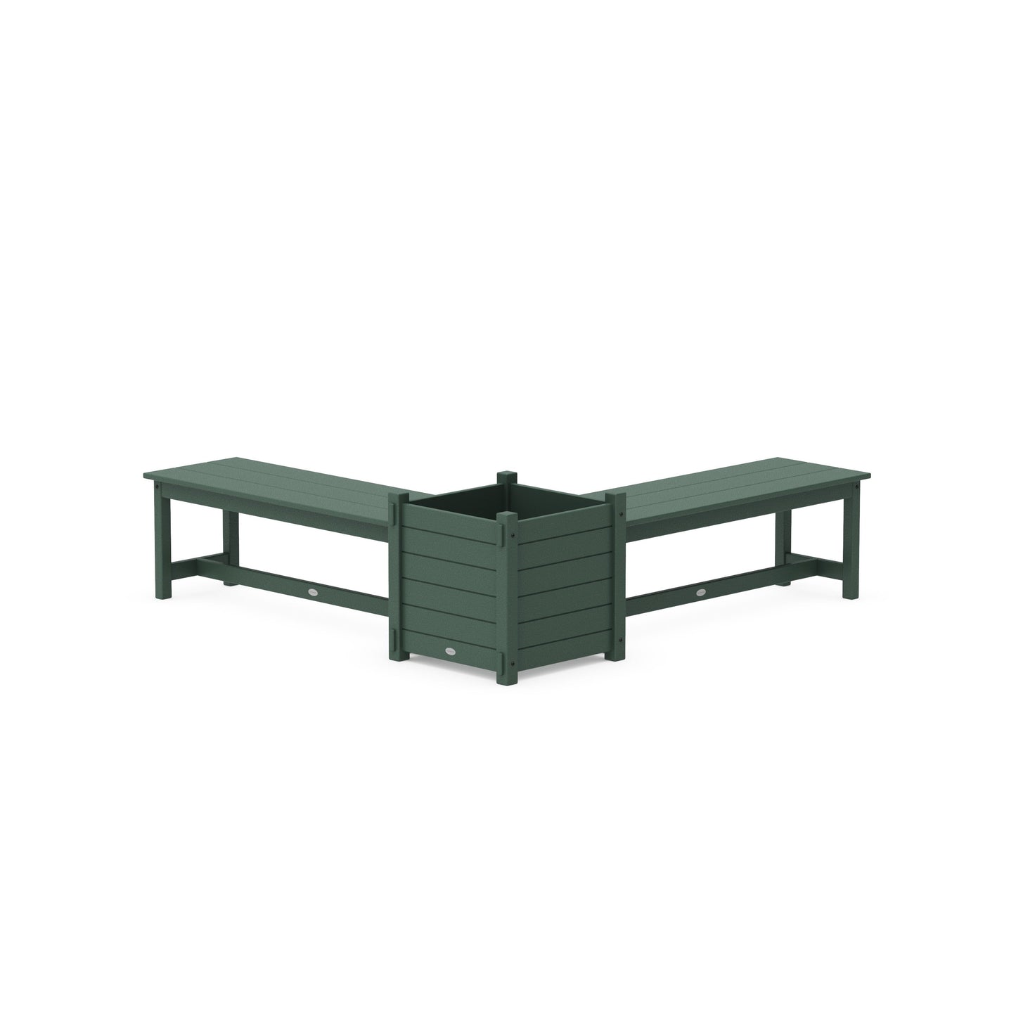POLYWOOD 48" Nautical L- Shaped Planter Bench Set- Large — Green