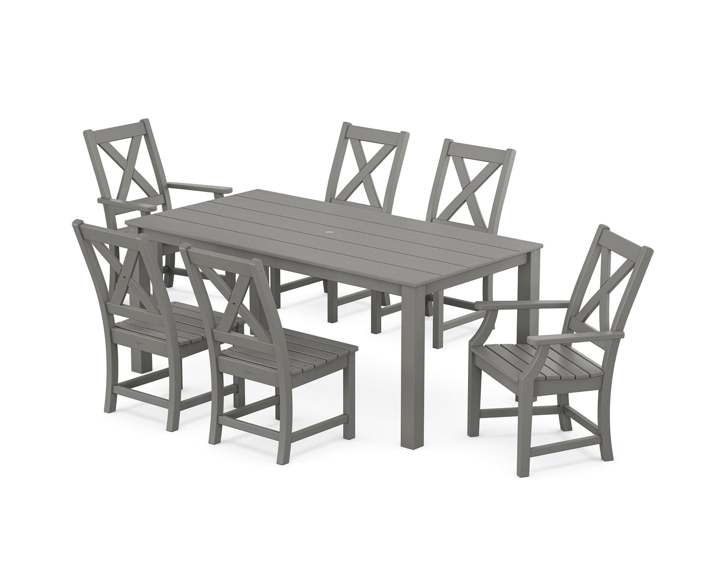 POLYWOOD Braxton 7-Piece Parsons Dining Set — Slate Grey