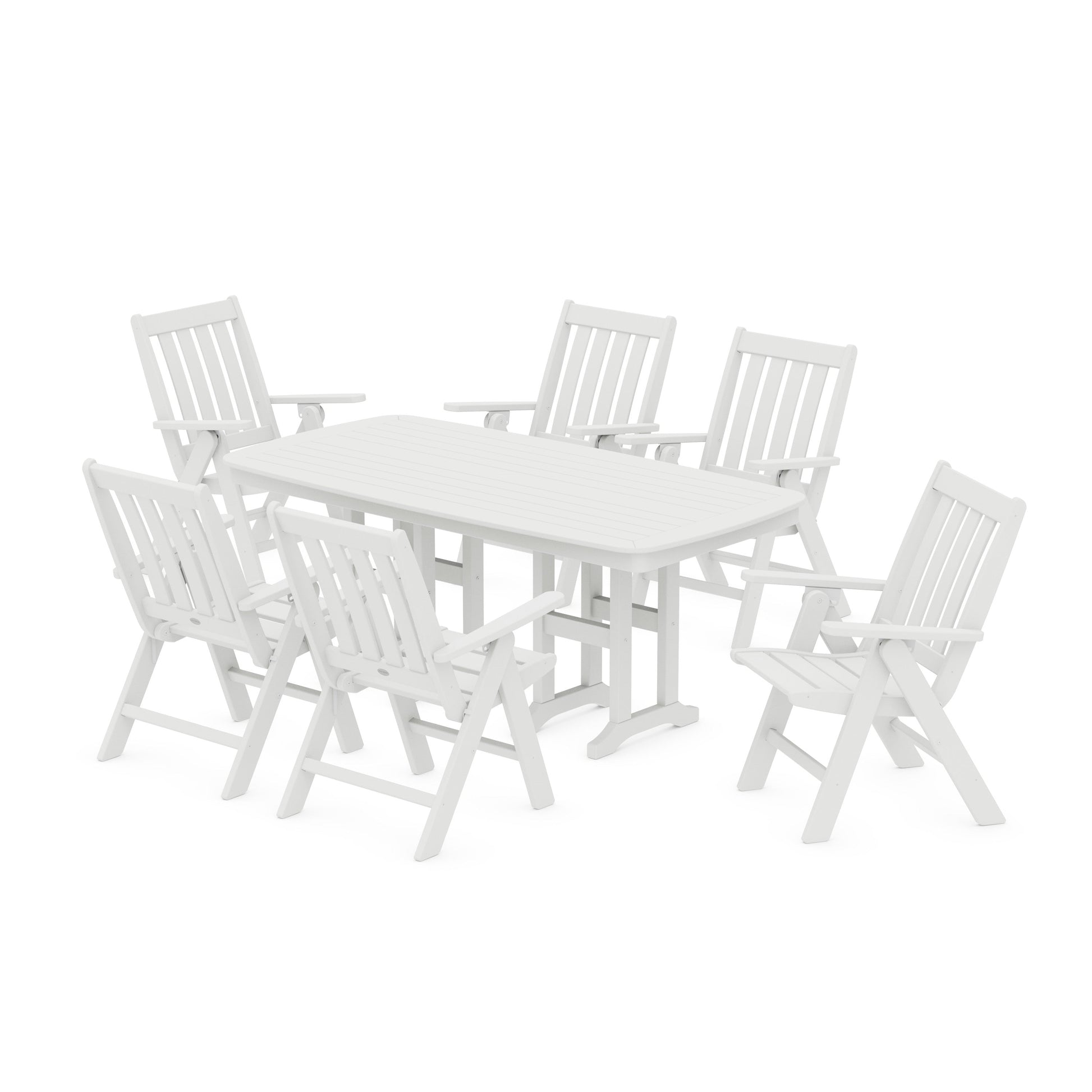 POLYWOOD Vineyard Folding Chair 7-Piece Dining Set — White