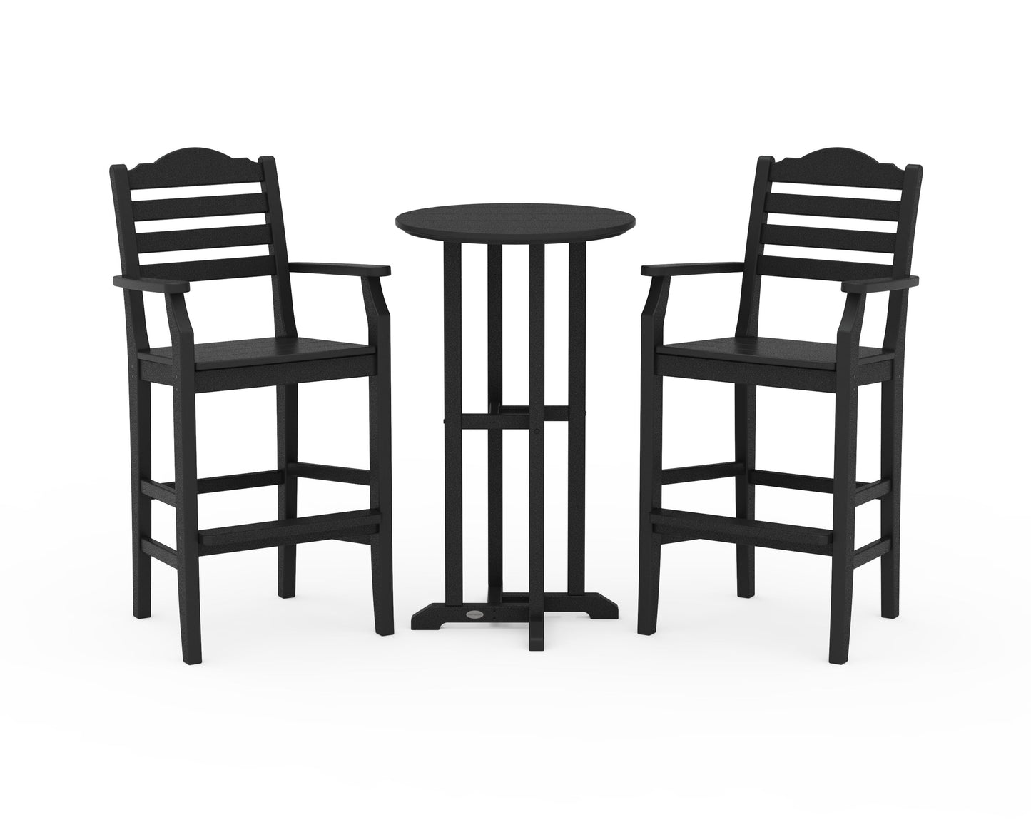 POLYWOOD Savannah 3-Piece Farmhouse Bar Set — Black