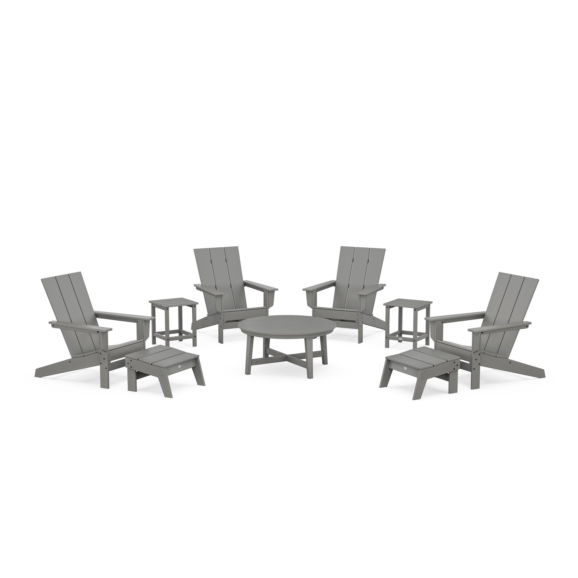 POLYWOOD Modern Studio Adirondack 9-Piece Conversation Set — Slate Grey