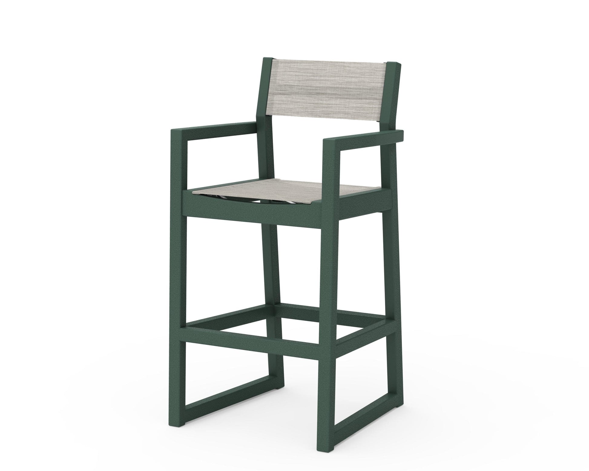POLYWOOD EDGE Sling Bar Arm Chair — Green / Birch Sling